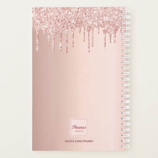 Roos goudroze monogram druppels planner (Achterkant)
