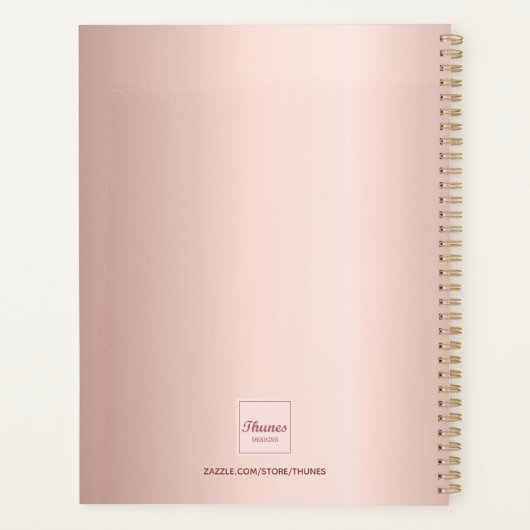 Roos goudroze monogram motivatie elegant planner (Achterkant)