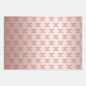 Roos goudroze monogram naam verjaardag inpakpapier vel (Voorkant)