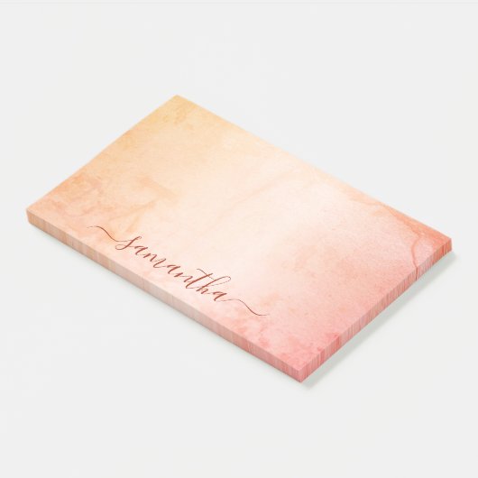 Roos goudroze roze marmer-monogram post-it® notes (Schuin)