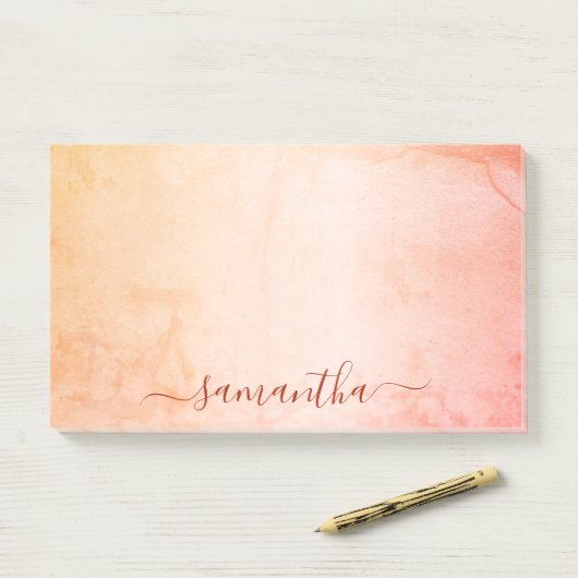 Roos goudroze roze marmer-monogram post-it® notes (Op bureau)