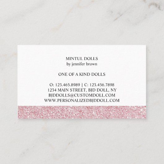 Roos goudroze ruggegraat visitekaartje (Achterkant)