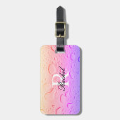 Roos goudroze waterdruppels Ombre Custom Modern Bagagelabel (Voorkant verticaal)