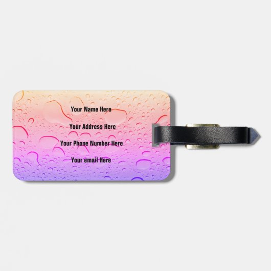 Roos goudroze waterdruppels Ombre Custom Modern Bagagelabel (Achterkant horizontaal)