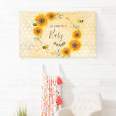 Roos goudroze zonnebloemen moeder op Baby shower Spandoek (Insitu)