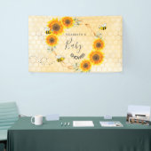 Roos goudroze zonnebloemen moeder op Baby shower Spandoek (Beurs)