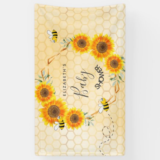 Roos goudroze zonnebloemen moeder op Baby shower Spandoek (Verticaal)