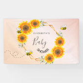 Roos goudroze zonnebloemen moeder op Baby shower Spandoek (Horizontaal)
