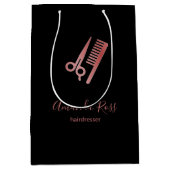 Roos goudschaar en kamzwart medium cadeauzakje (Voorkant)