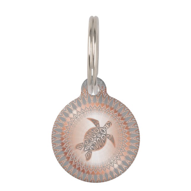 Roos goudschildschildpad en Mandala Huisdierpenning (Voorkant)