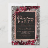 Roos goudschrift rood bladsneeuw Kerstmis Kaart (Voorkant)