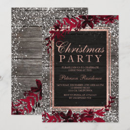 Roos goudschrift rood bladsneeuw Kerstmis Kaart