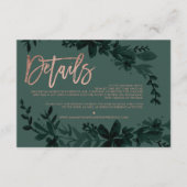 Roos goudscript Floral green bruiloft direction Informatiekaartje (Voorkant)