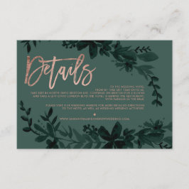 Roos goudscript Floral green bruiloft direction Informatiekaartje