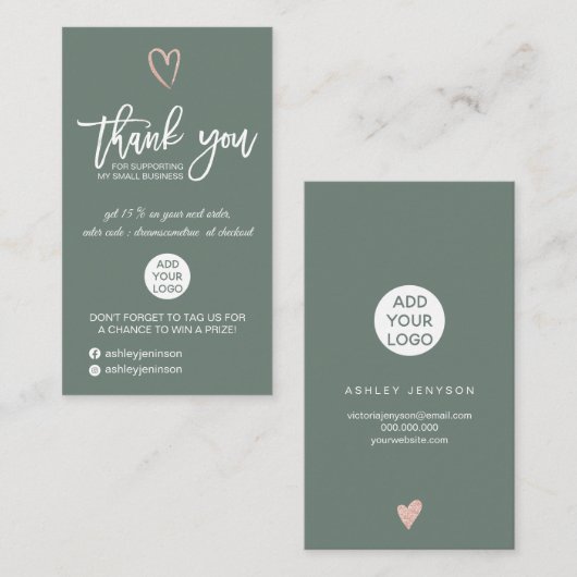 Roos goudscript hargroen logo bedankt visitekaartje (Voorkant / Achterkant)