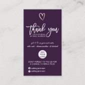 Roos goudscript hartje paarse logo bedankt visitekaartje (Voorkant)