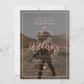 Roos goudscript lijst foto bruiloft kaart (Voorkant)