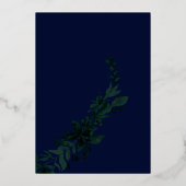 Roos goudscripttypografie Floral green bruiloft Folie Uitnodiging (Achterkant)