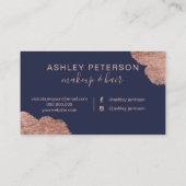 Roos goudslagen blauw haar make-up typografie visitekaartje (Achterkant)