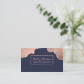 Roos goudslagen blauw haar make-up typografie visitekaartje (Staand voorkant)
