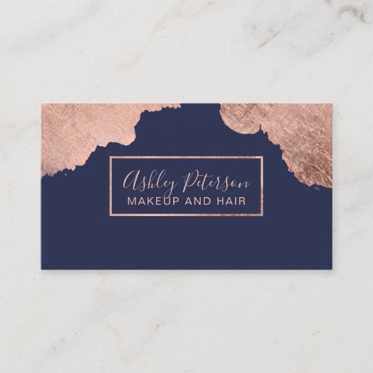 Roos goudslagen blauw haar make-up typografie visitekaartje (Voorkant)