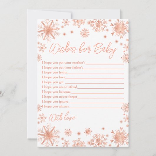 Roos goudsnowflakes voor Baby Kaart (Voorkant)