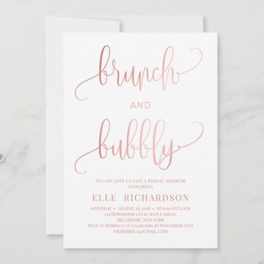 Roos goudsparken brunch en brute uitnodiging (Voorkant)