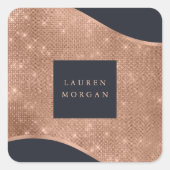 roos goudsparkle-golven luxueuze vierkante stok vierkante sticker (Voorkant)