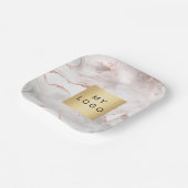 Roos goudstaartroep marmer business logo papieren bordje (Gebogen)