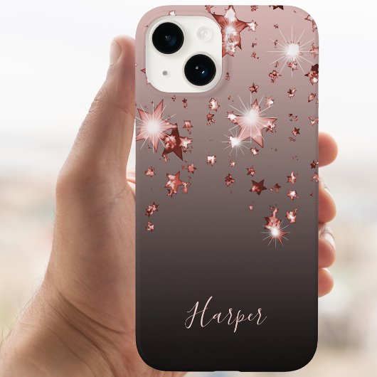 Roos goudsterren koper ombre girly Case-Mate iPhone case