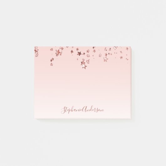 Roos goudsterren koper ombre white pastel post-it® notes (Voorkant)