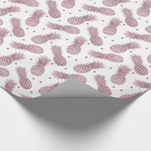 Roos goudStippen ananassen Cadeaupapier (Hoek)