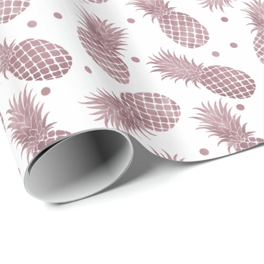 Roos goudStippen ananassen Cadeaupapier (Rol Hoek)