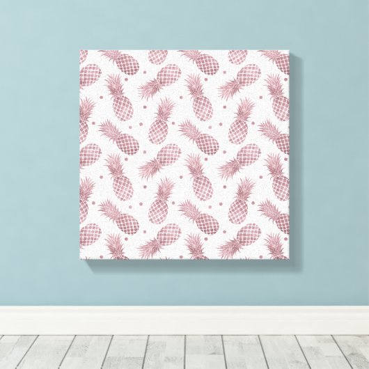 Roos goudStippen ananassen Canvas Afdruk (Insitu (Houten vloer))