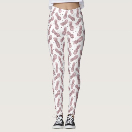 Roos goudStippen ananassen Leggings (Voorkant)