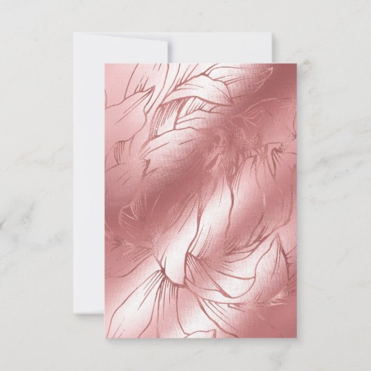 Roos goudstof roos roze rsvp reactiekaart (Achterkant)