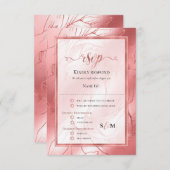 Roos goudstof roos roze rsvp reactiekaart (Voorkant / Achterkant)