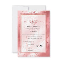 Roos goudstof roos roze rsvp reactiekaart