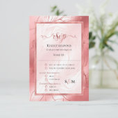 Roos goudstof roos roze rsvp reactiekaart kaartje (Staand voorkant)