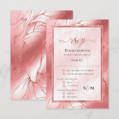 Roos goudstof roos roze rsvp reactiekaart kaartje (Voorkant / Achterkant)