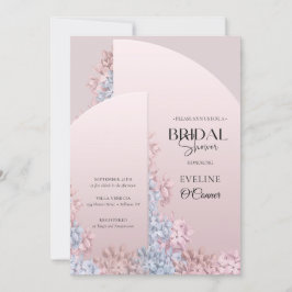 Roos goudstoffige roze stoffige blauwe veer Bridal Kaart