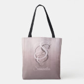 Roos goudstrips rustige monogram ombre tote bag (Achterkant)