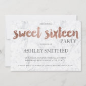 Roos goudtipografie marmer Sweet 16 Kaart (Voorkant)