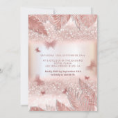 Roos goudtropische bladeren glitter butterfly tiar kaart (Achterkant)