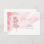 Roos goudtutu ballerina Baby shower Dank u wel Informatiekaartje (Voorkant / Achterkant)