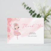 Roos goudtutu ballerina Baby shower Dank u wel Informatiekaartje (Staand voorkant)