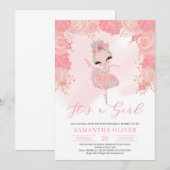 Roos goudtutu ballerina blush Baby shower Kaart (Voorkant / Achterkant)