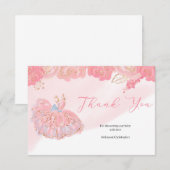 Roos goudtutu ballerina roze florale dank informatiekaartje (Voorkant / Achterkant)