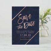 Roos goudtypografie bijtende marjoek met uitzonder save the date (Staand voorkant)