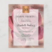 Roos gouduitnodiging voor budgetverjaardag (Voorkant)